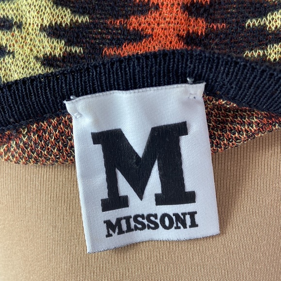 M Missoni Graphic Knit Asymmetrical Neck Apricot Yellow Black & Cobolt Size XS - Picture 12 of 13
